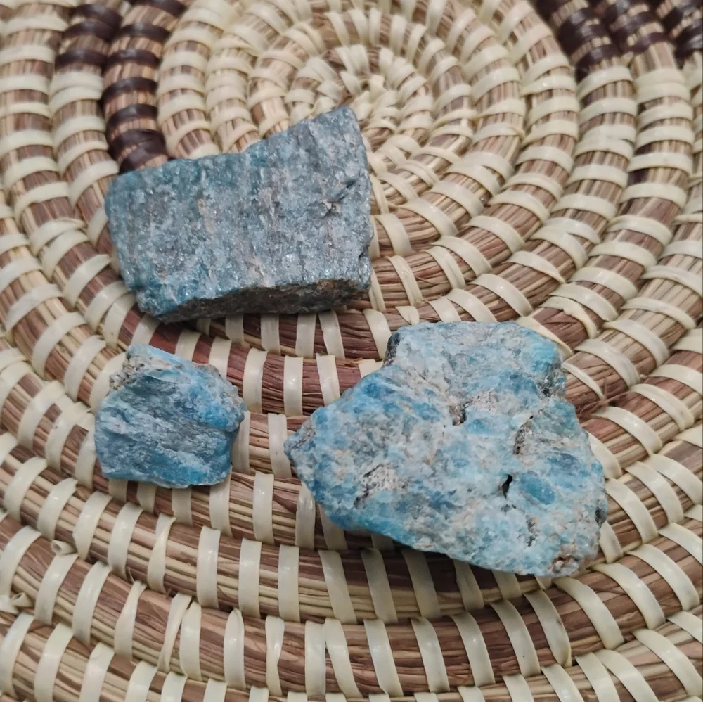 Natural Blue Apatite Stone Trio - Raw NEW